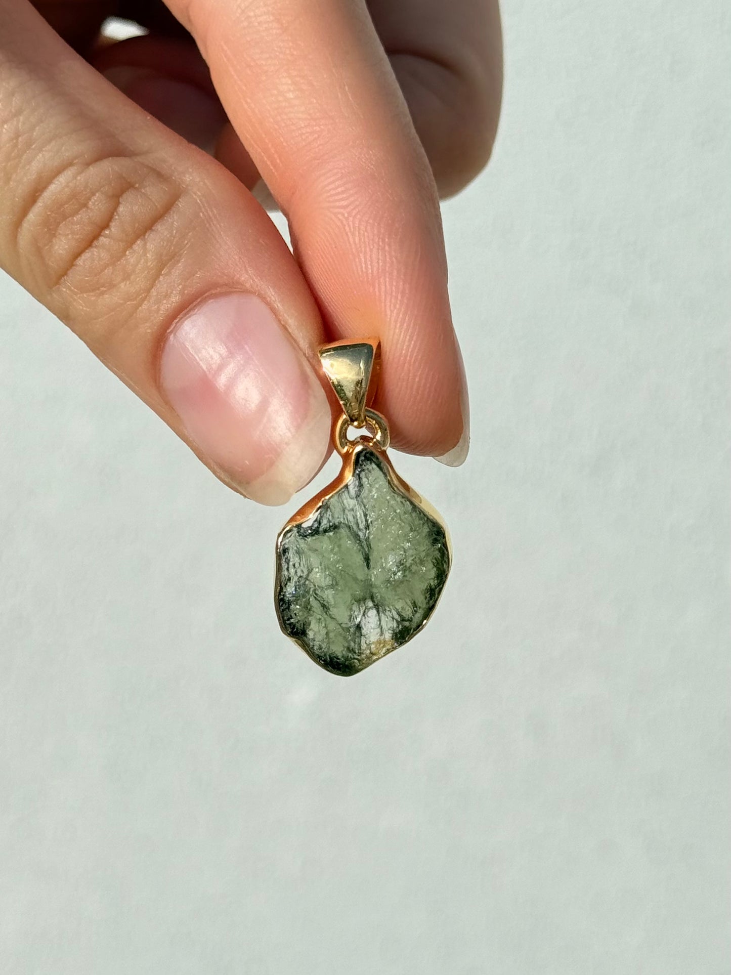 Moldavite Pendant ( Silver 925 - Platted 18k Gold )