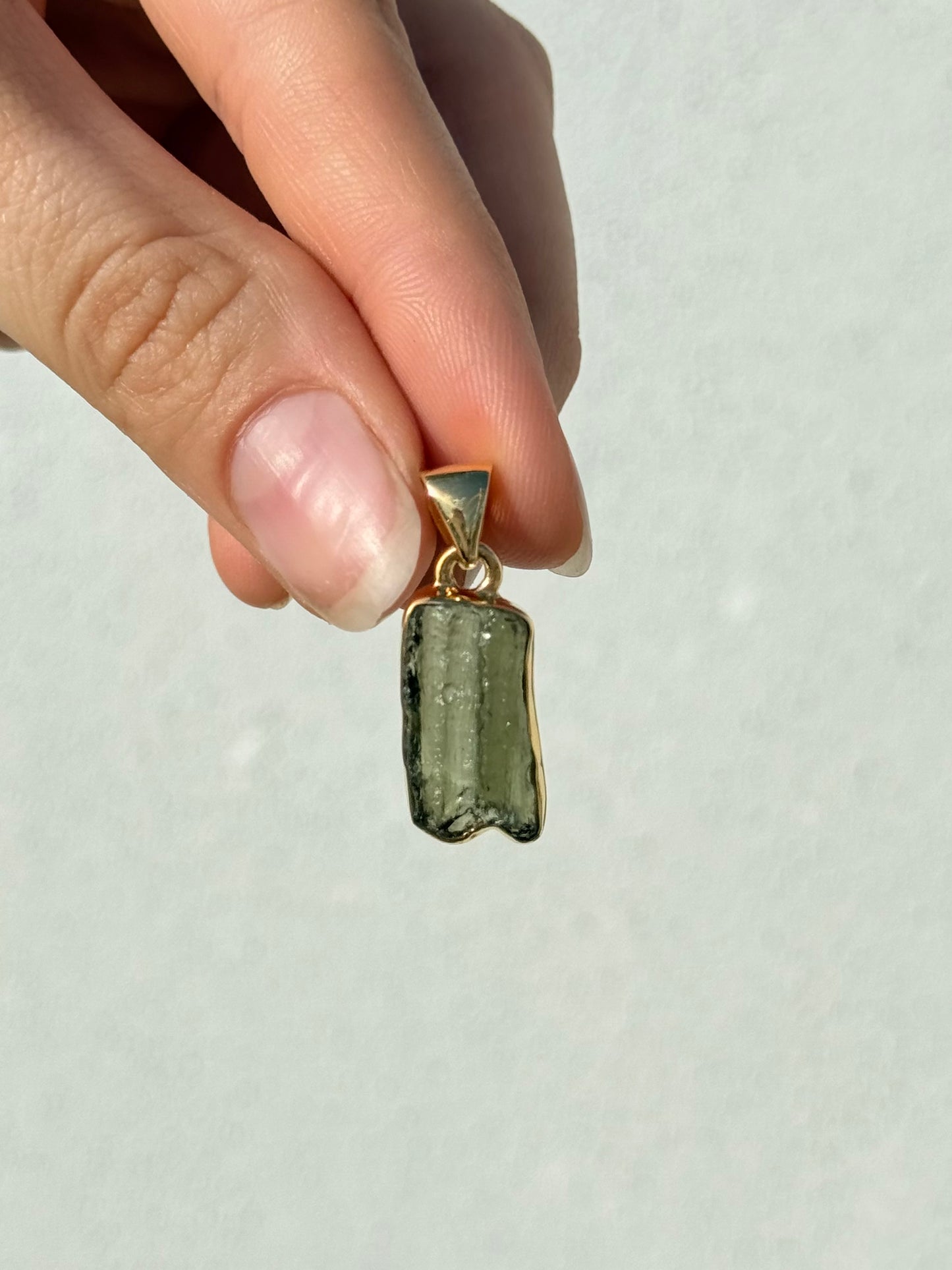 Moldavite Pendant ( Silver 925 - Platted 18k Gold )
