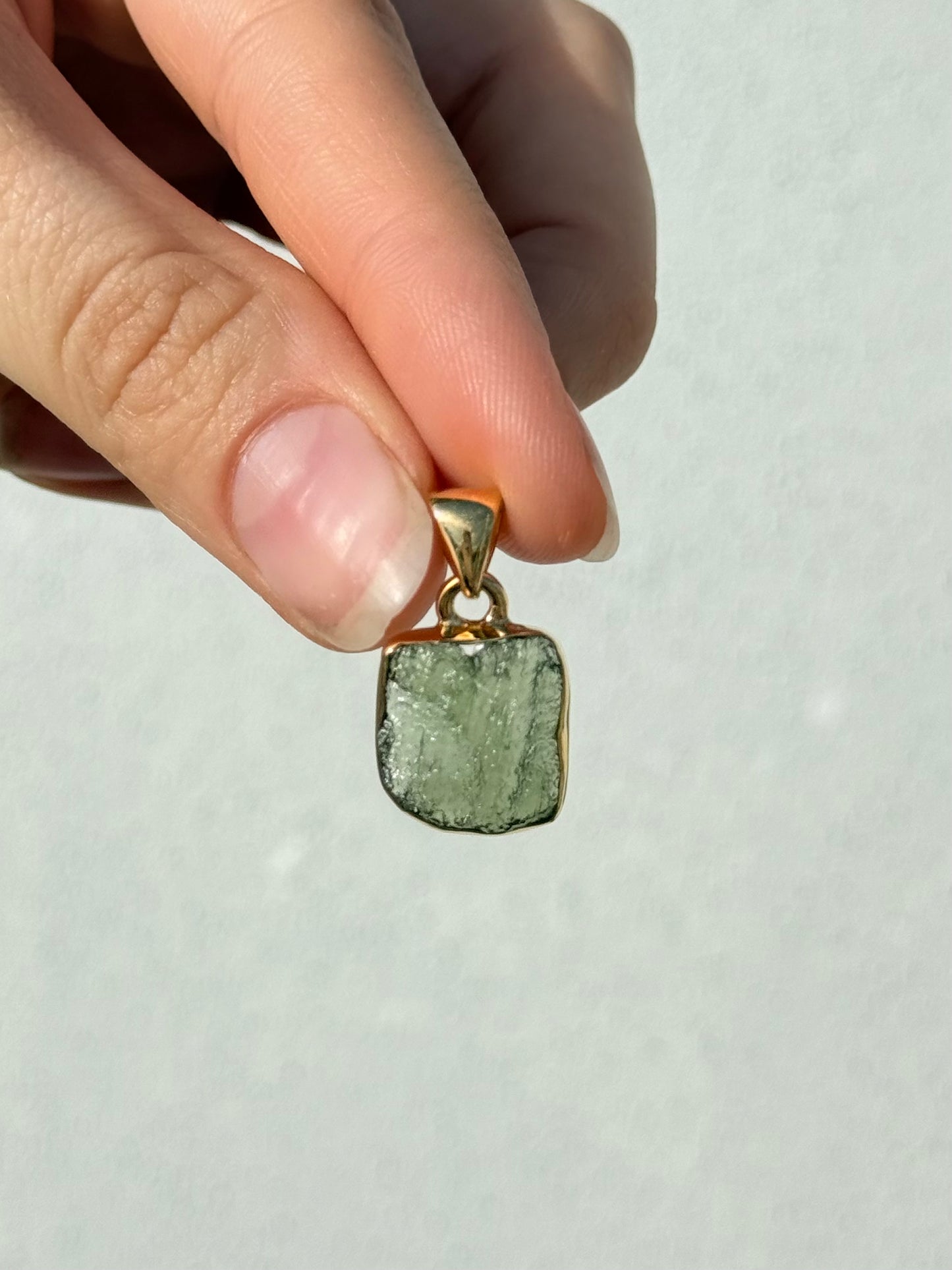 Moldavite Pendant ( Silver 925 - Platted 18k Gold )