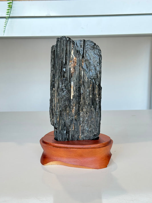 Black Tourmaline with wooden stand