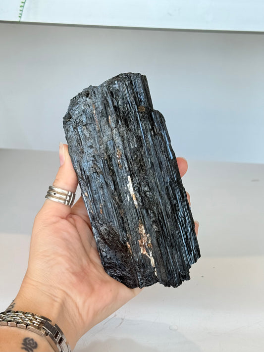 Black Tourmaline with wooden stand