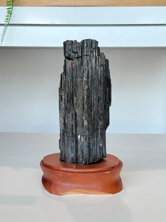 Black Tourmaline with wooden stand