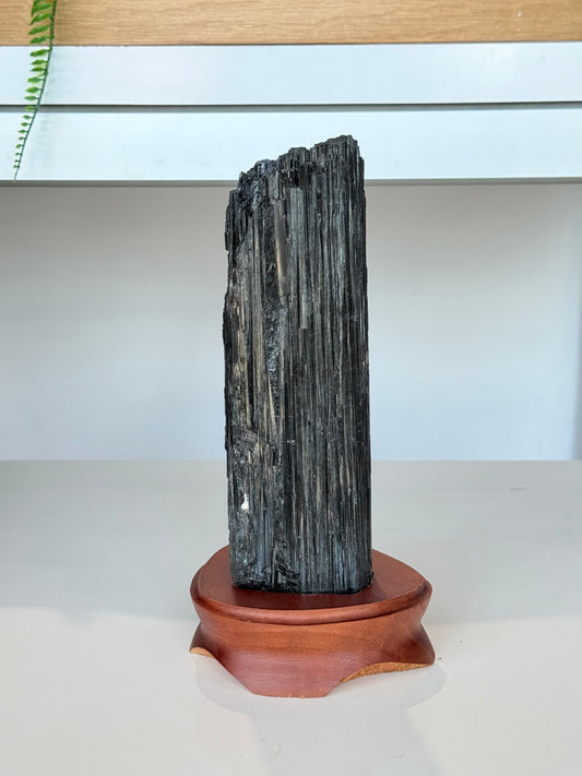 Black Tourmaline with wooden stand