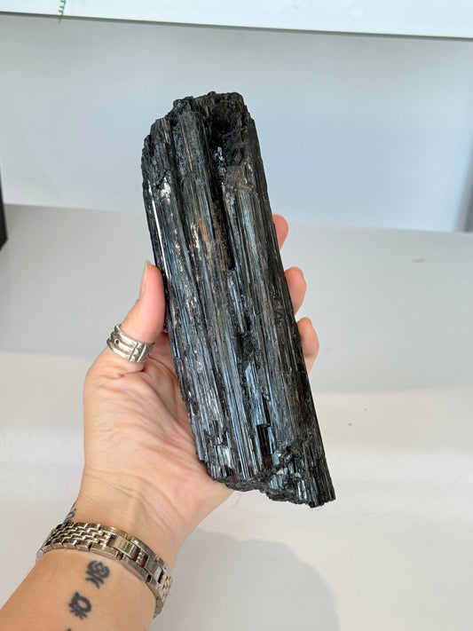 Black Tourmaline with wooden stand