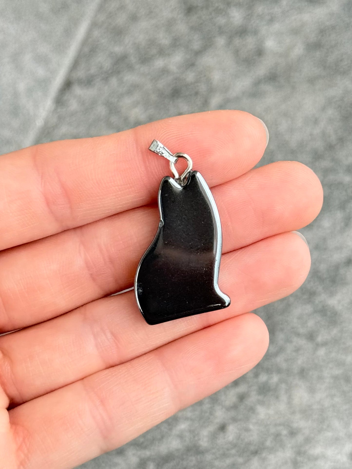 Hematite Cat Pendant