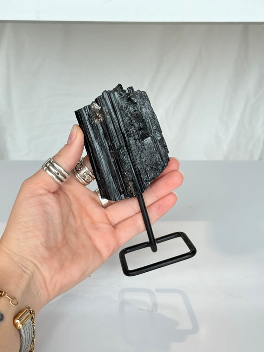 Black Tourmaline on Stand