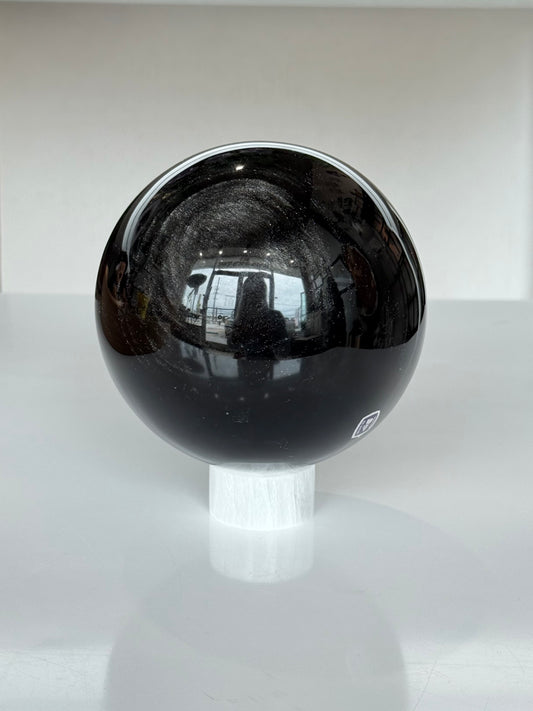 Silver sheen Obsidian Sphere