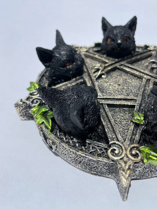 Pentagram Cat Incense Holder