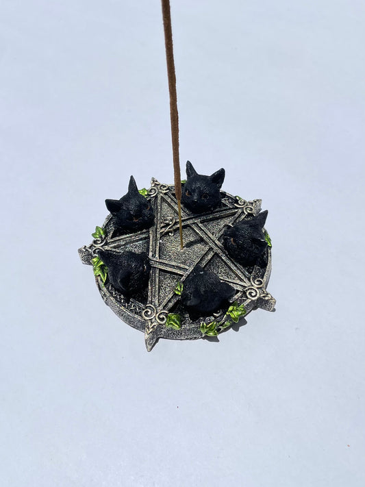 Pentagram Cat Incense Holder