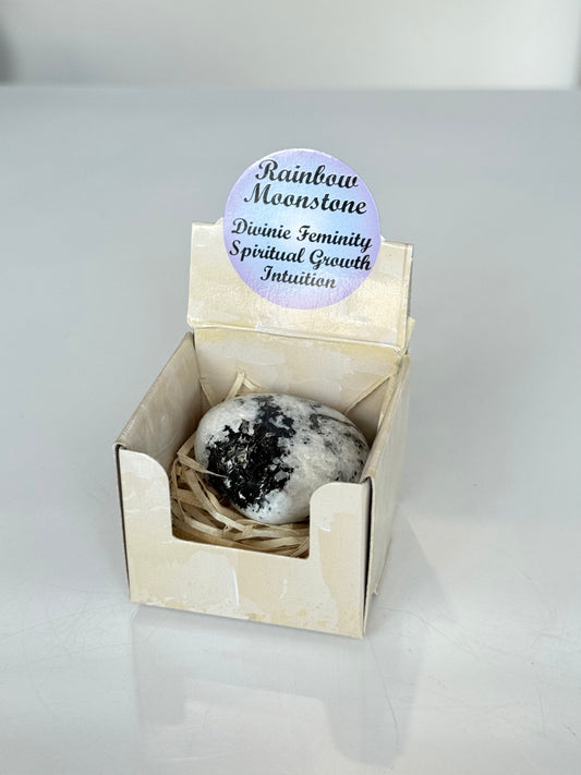 Rainbow Moonstone Heart Box / Cajita con Corazón de Piedra Luna Arcoíris