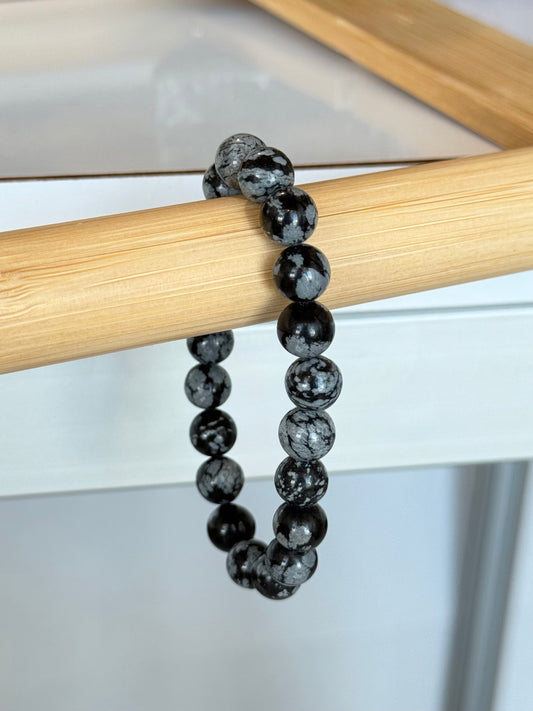 Snow Flake Obsidian 8mm Bracelet