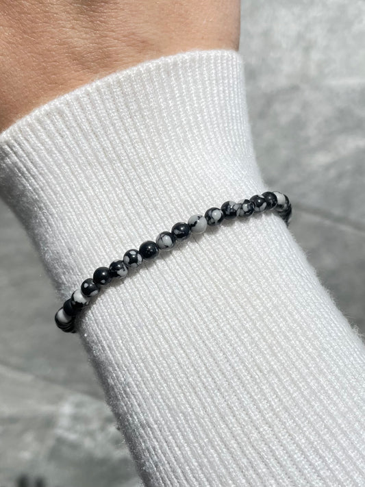 Snow Flake Obsidian 4mm Bracelet