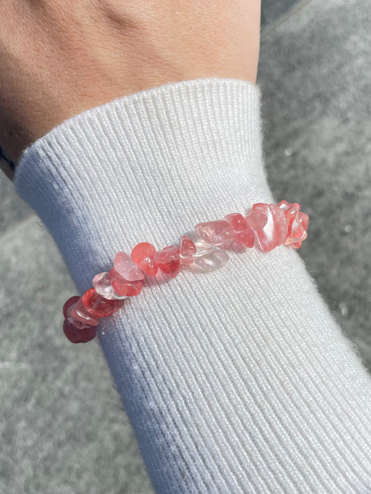 Strawberry Quartz Chip Bracelet