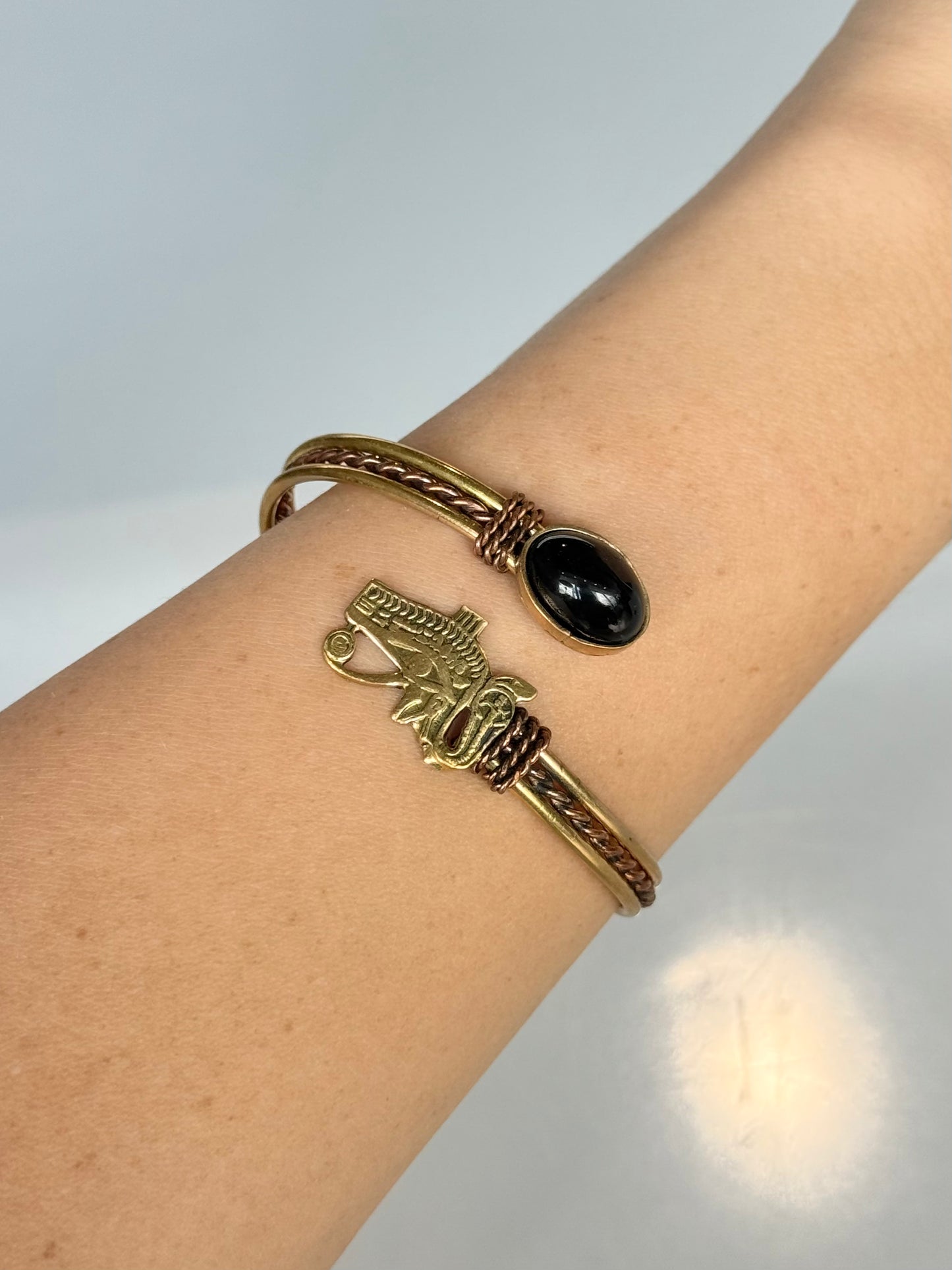 Ojo de Horus Stone Bracelet ( Brass/ Copper )