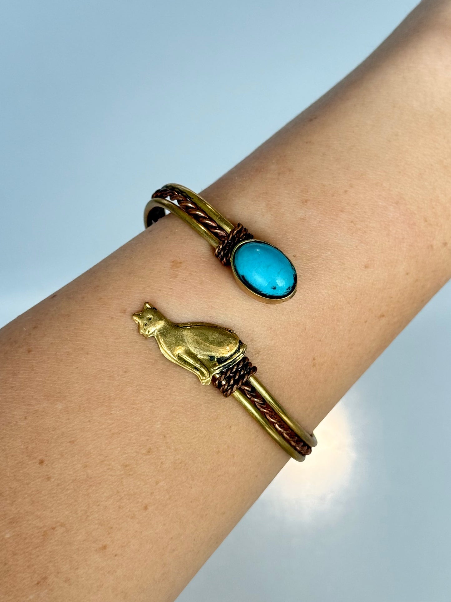 Bastet Stone Bracelet ( Brass )