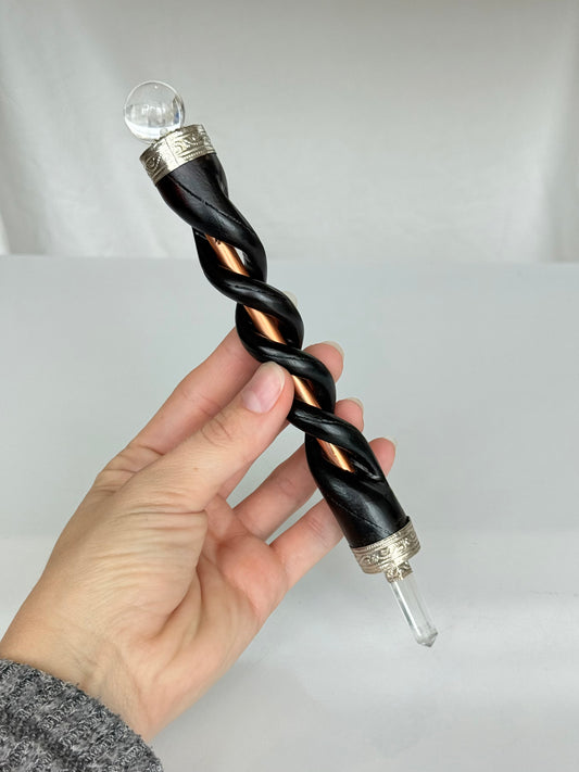 Quartz - Wood - Cooper Wand