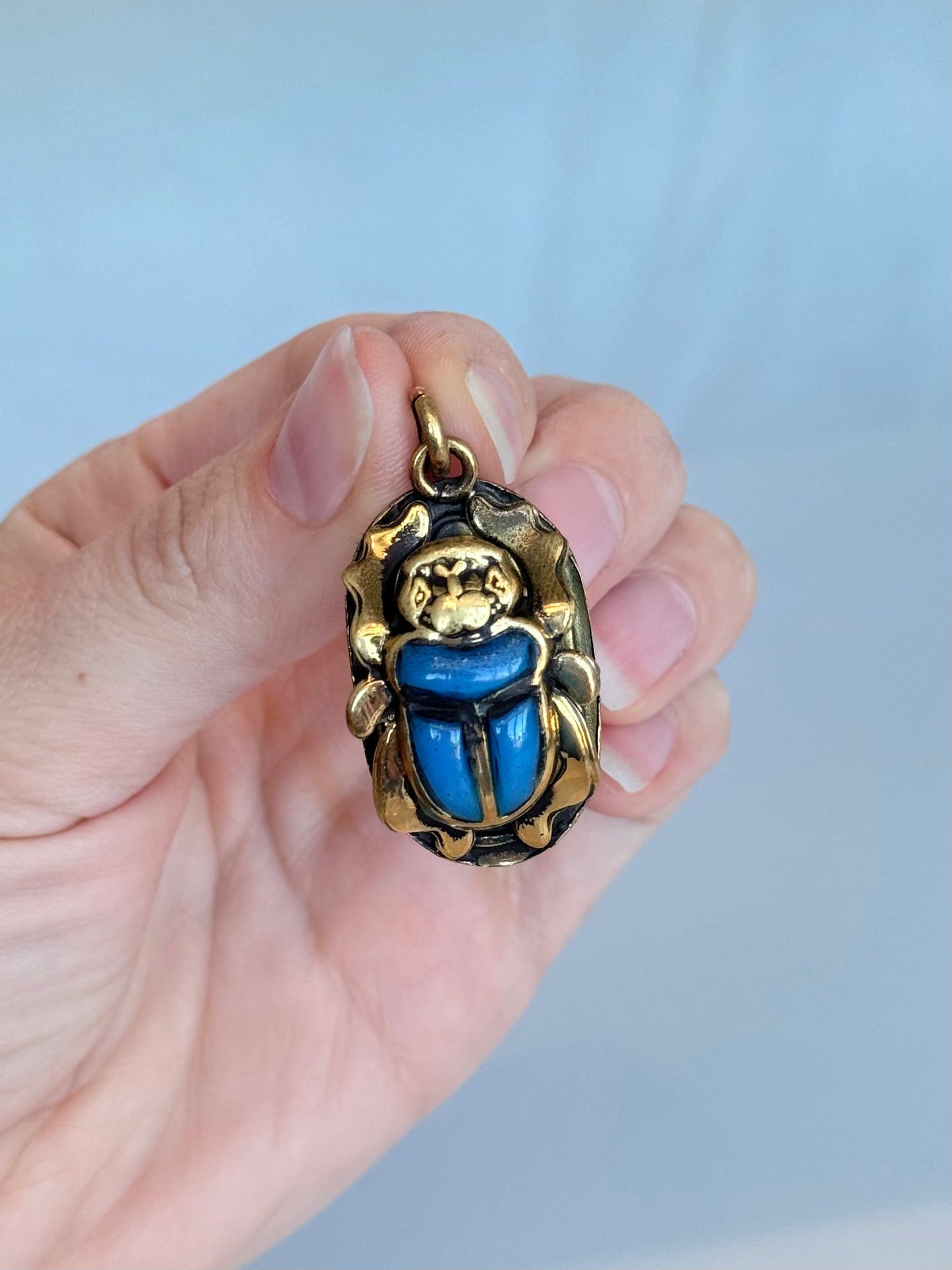 Scarab Pendant ( Brass ) Blue