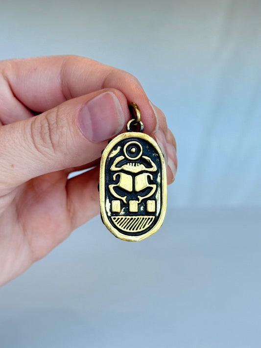 Scarab Pendant ( Brass ) Red