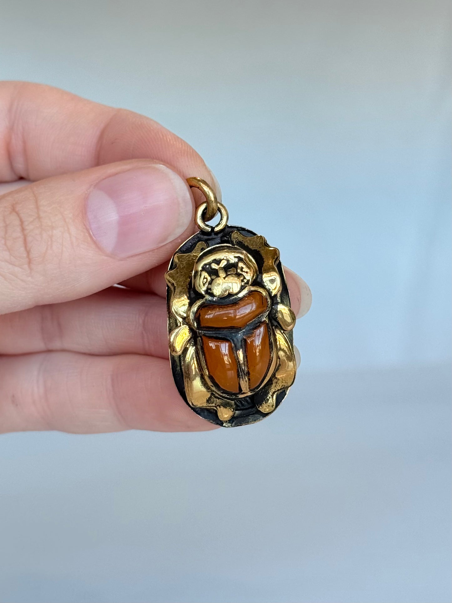 Scarab Pendant ( Brass ) orange
