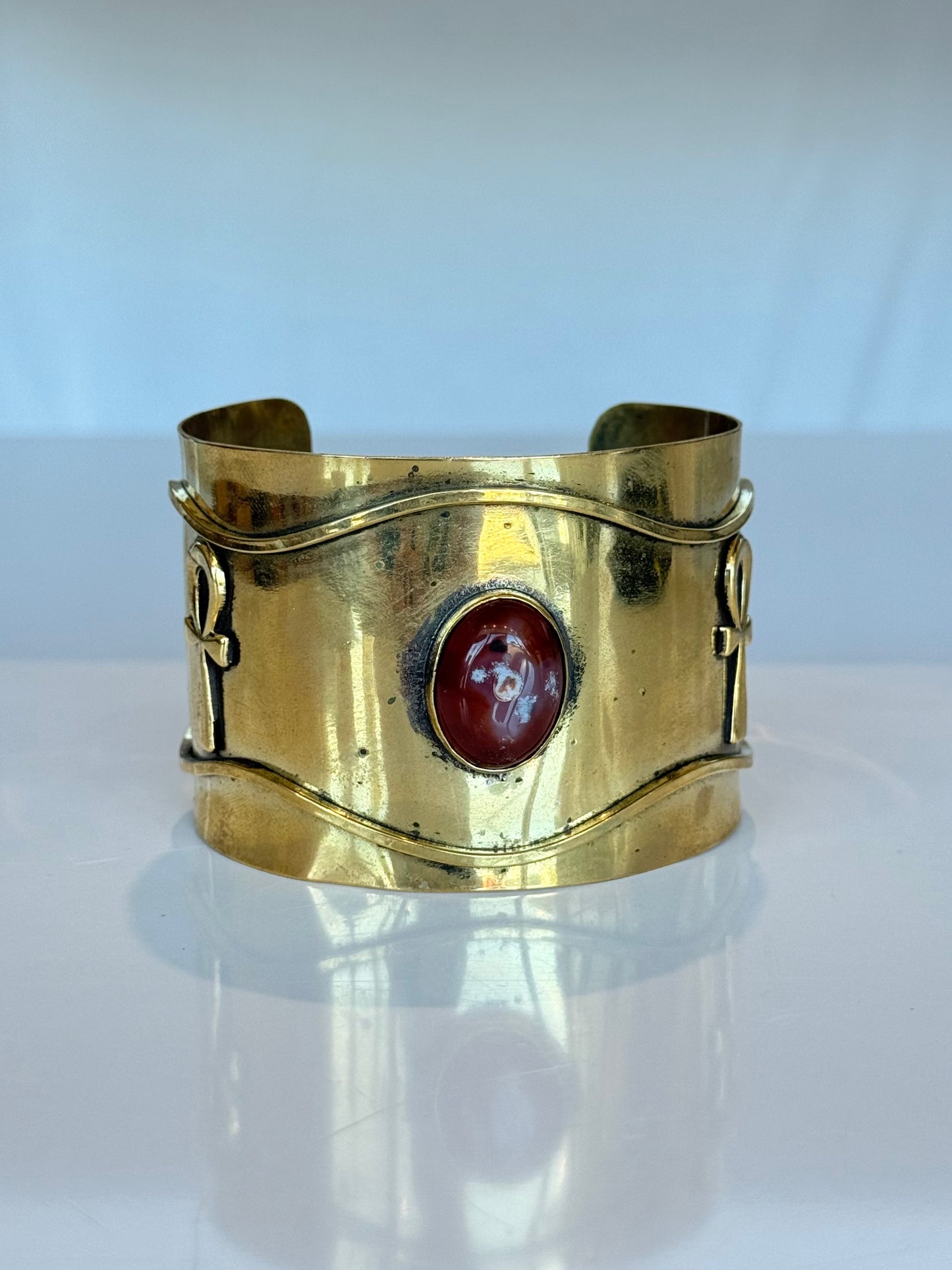 Egyptian Carnelian Cuff ( Brass )