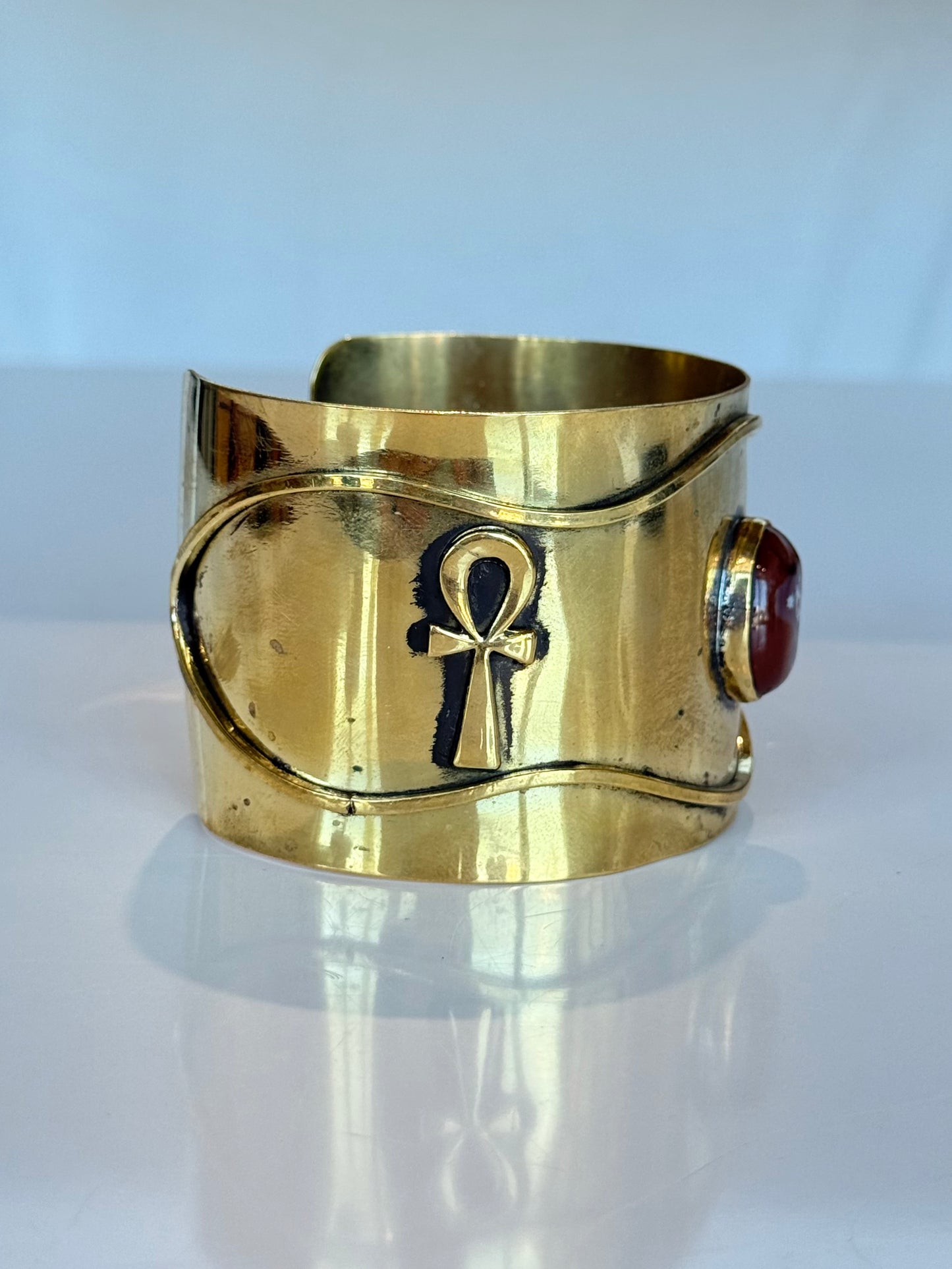 Egyptian Carnelian Cuff ( Brass )