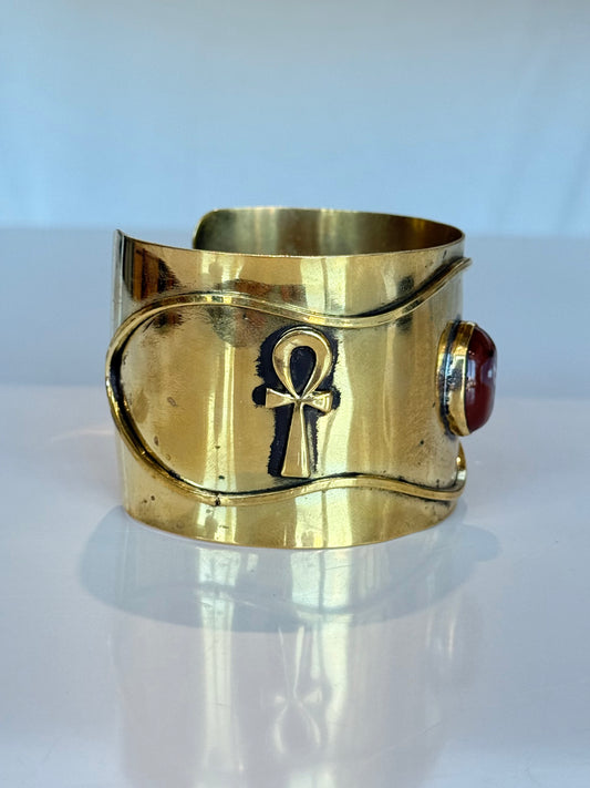 Egyptian Carnelian Cuff ( Brass )