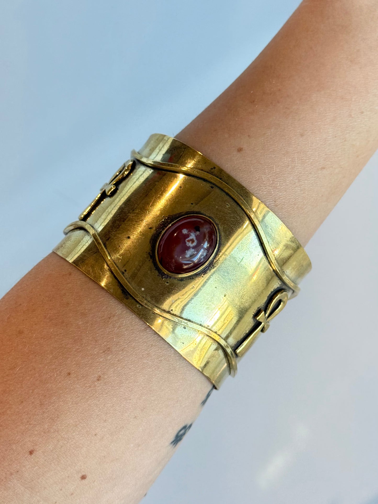 Egyptian Carnelian Cuff ( Brass )