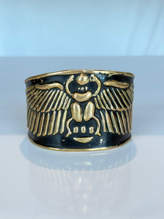 Scarab Egyptian Cuff ( Brass ) Black