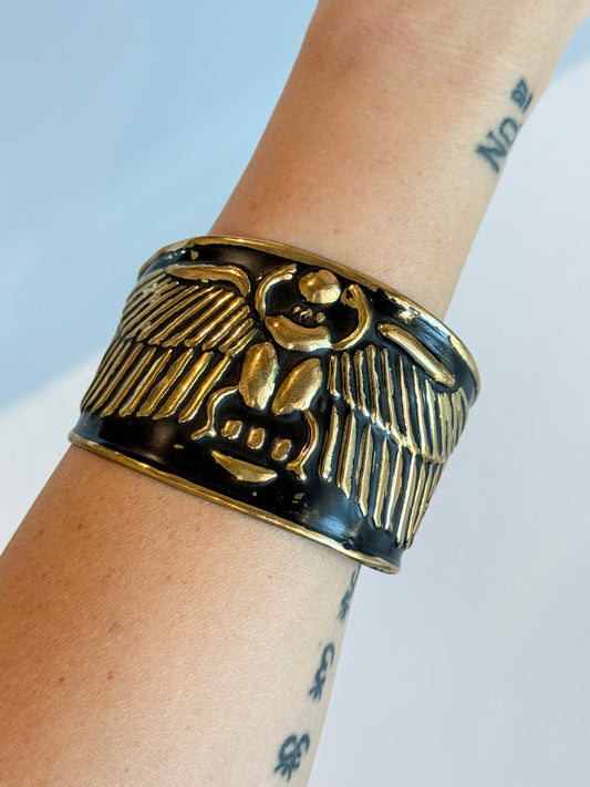 Scarab Egyptian Cuff ( Brass ) Black
