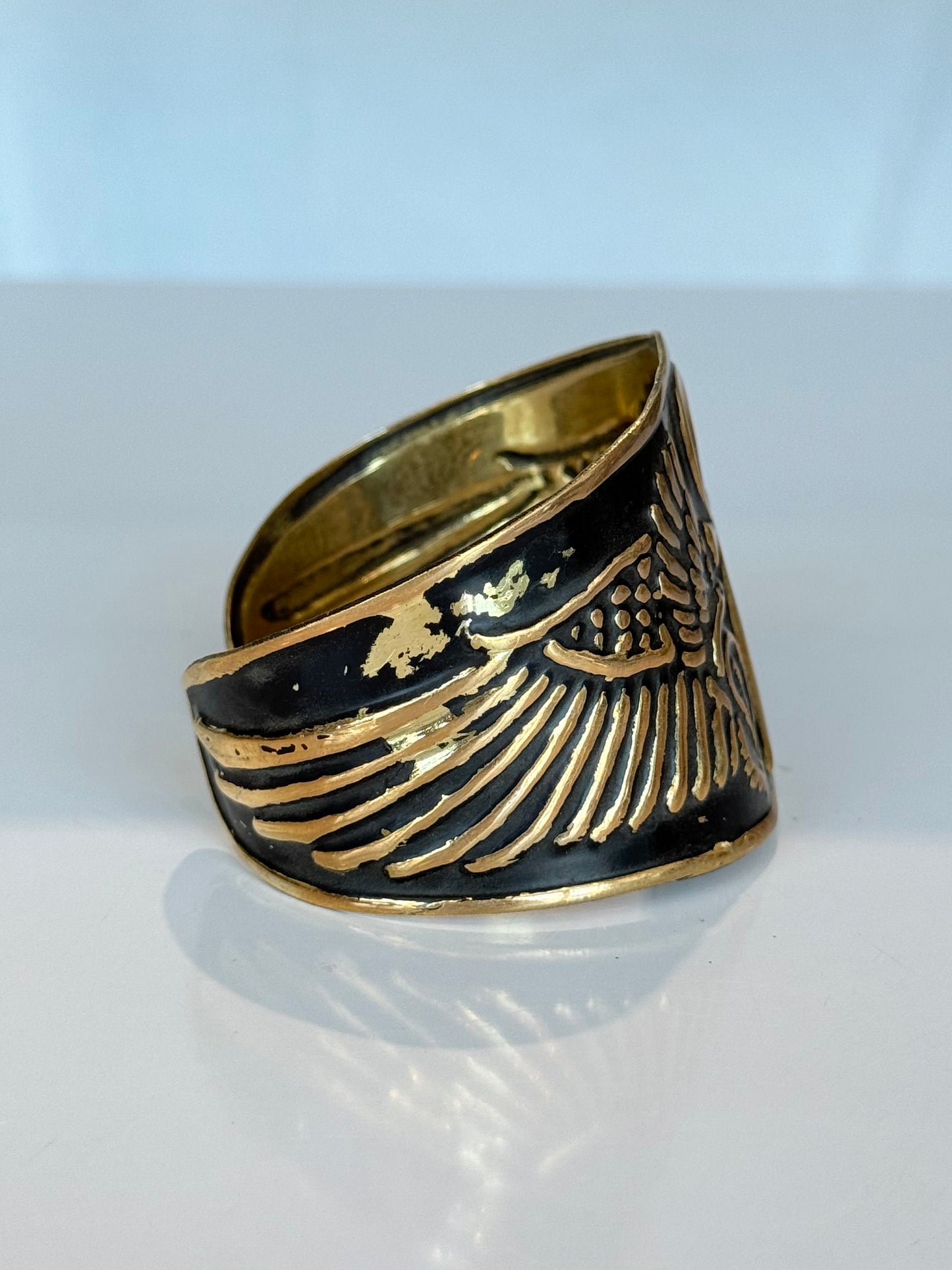 Ankh Egyptian Cuff ( Brass ) Black