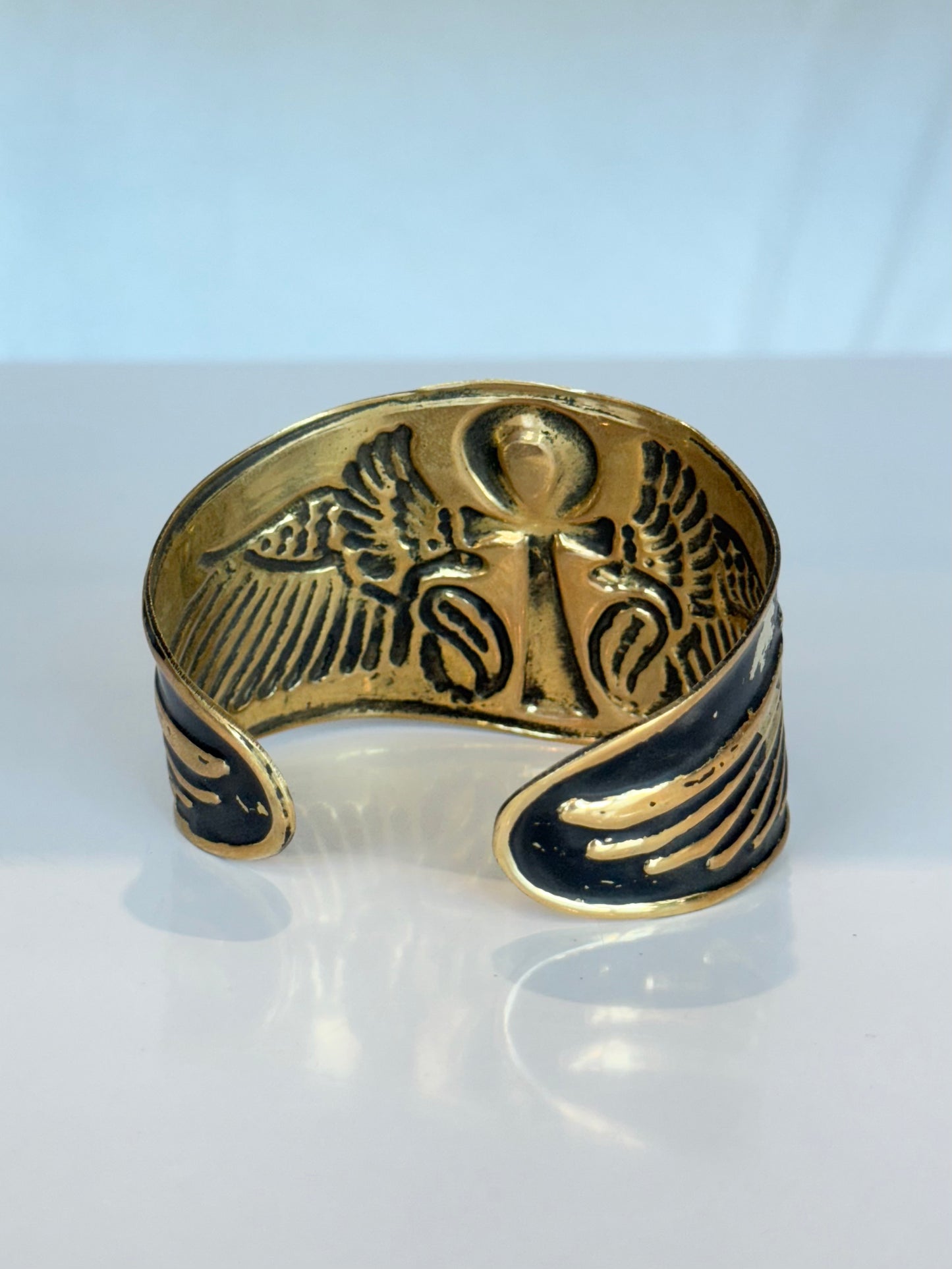Ankh Egyptian Cuff ( Brass ) Black