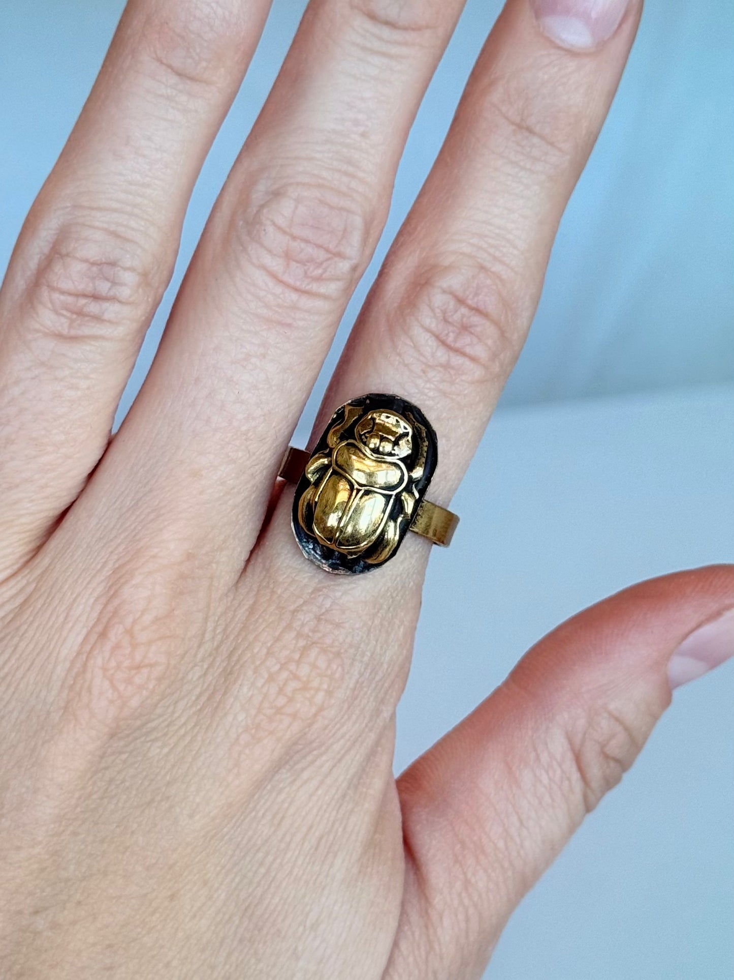 Scarab Ring ( Ajustable Size ) Brass
