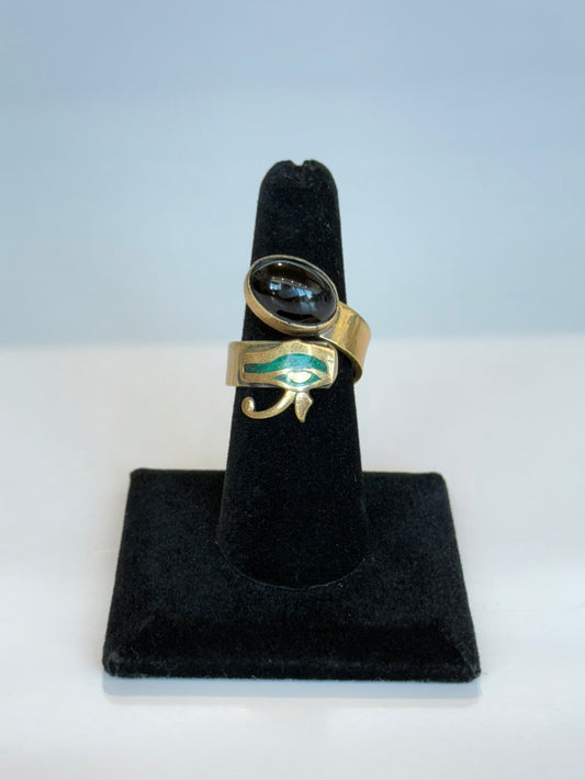 Ojo de Horus and Stone Agate ( Adjustable Size ) Brass