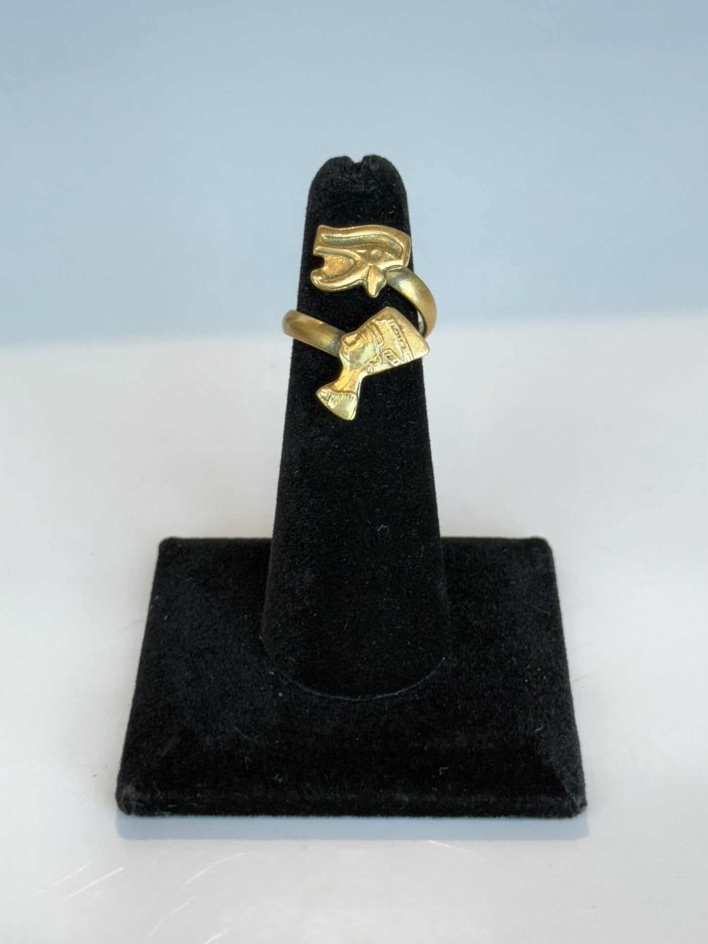 Ankh and Nefertiti Ring  ( Adjustable Size ) Brass