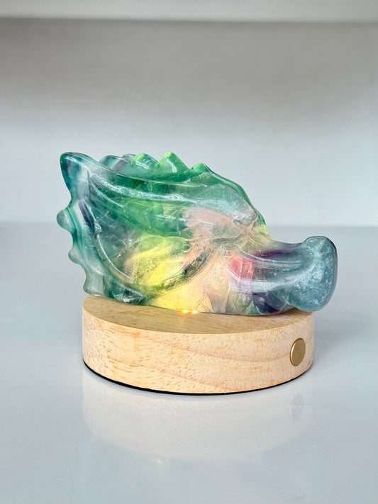 Fluorite Dragon Head ( Include Lamp )