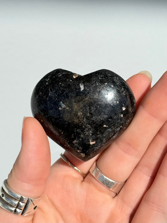 Indian Nuummite ( Black Arfvedsonite ) Heart