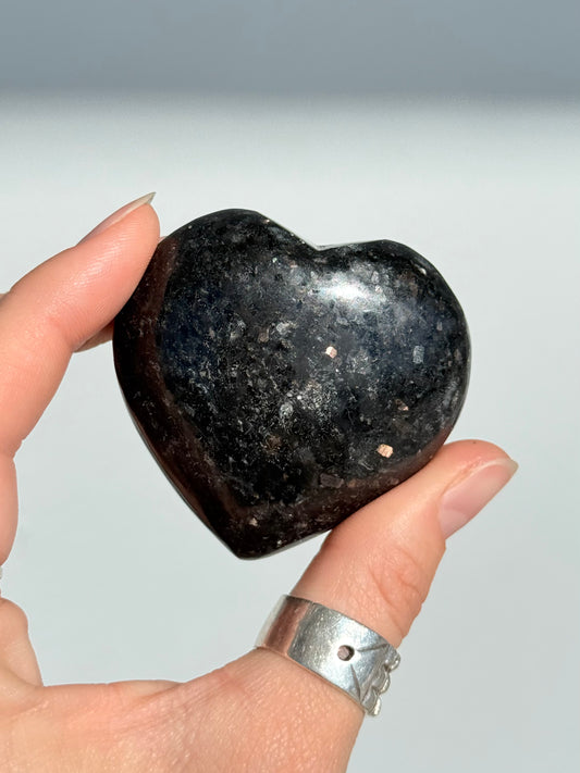 Indian Nuummite ( Black Arfvedsonite ) Heart