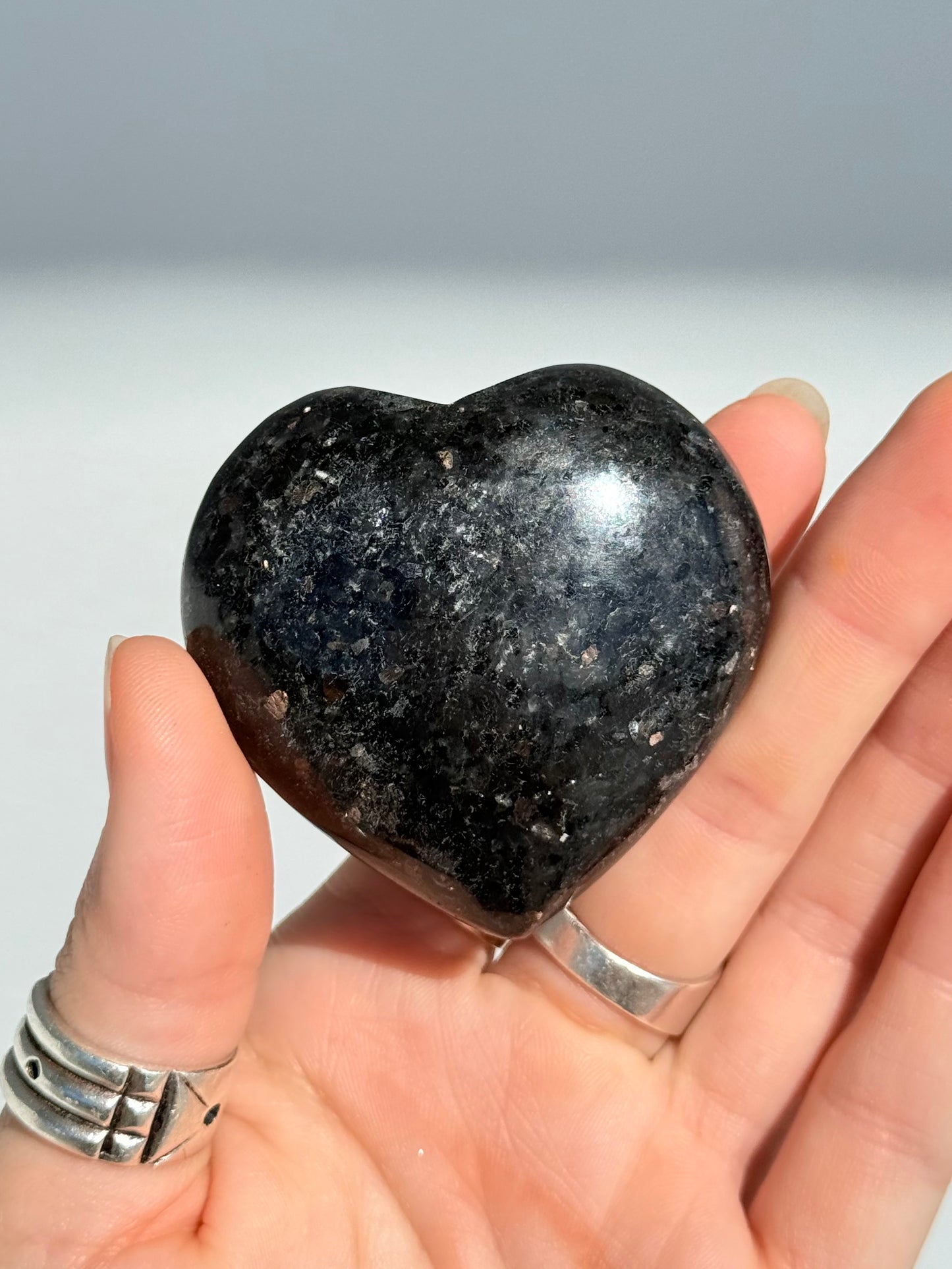 Indian Nuummite ( Black Arfvedsonite ) Heart