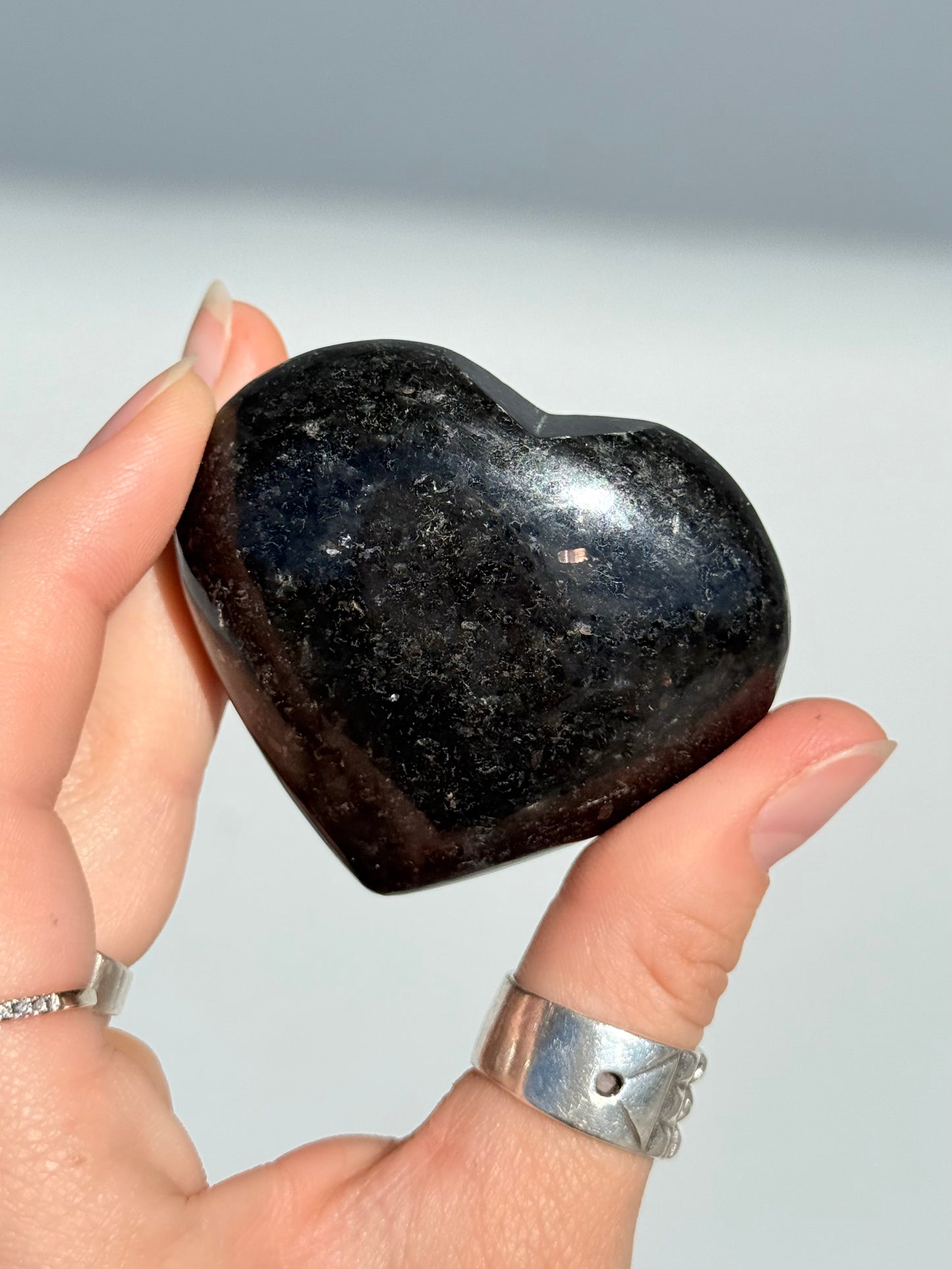 Indian Nuummite ( Black Arfvedsonite ) Heart