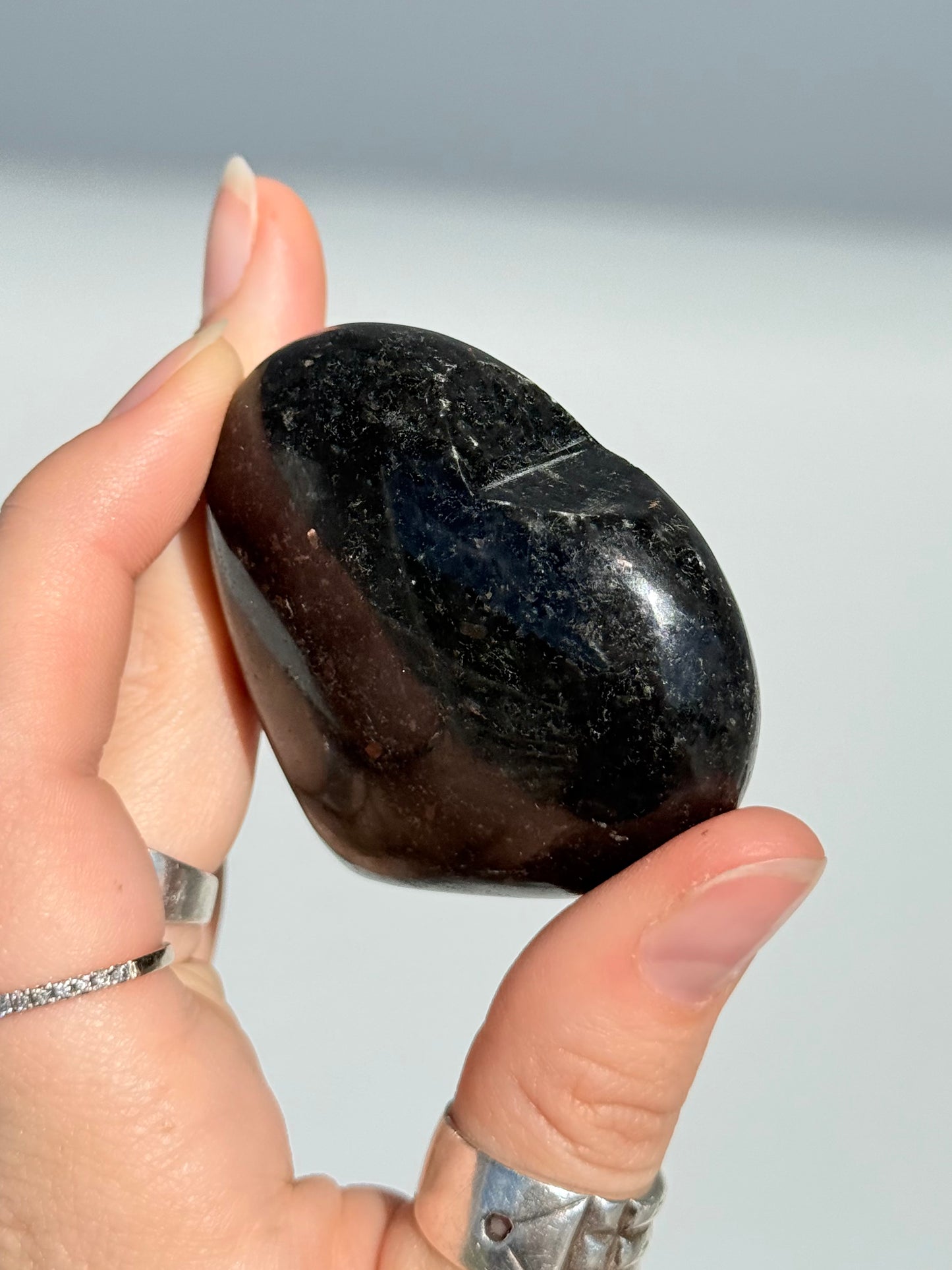 Indian Nuummite ( Black Arfvedsonite ) Heart