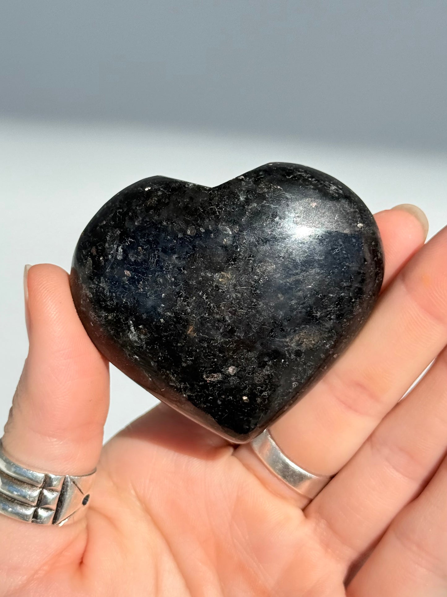 Indian Nuummite ( Black Arfvedsonite ) Heart