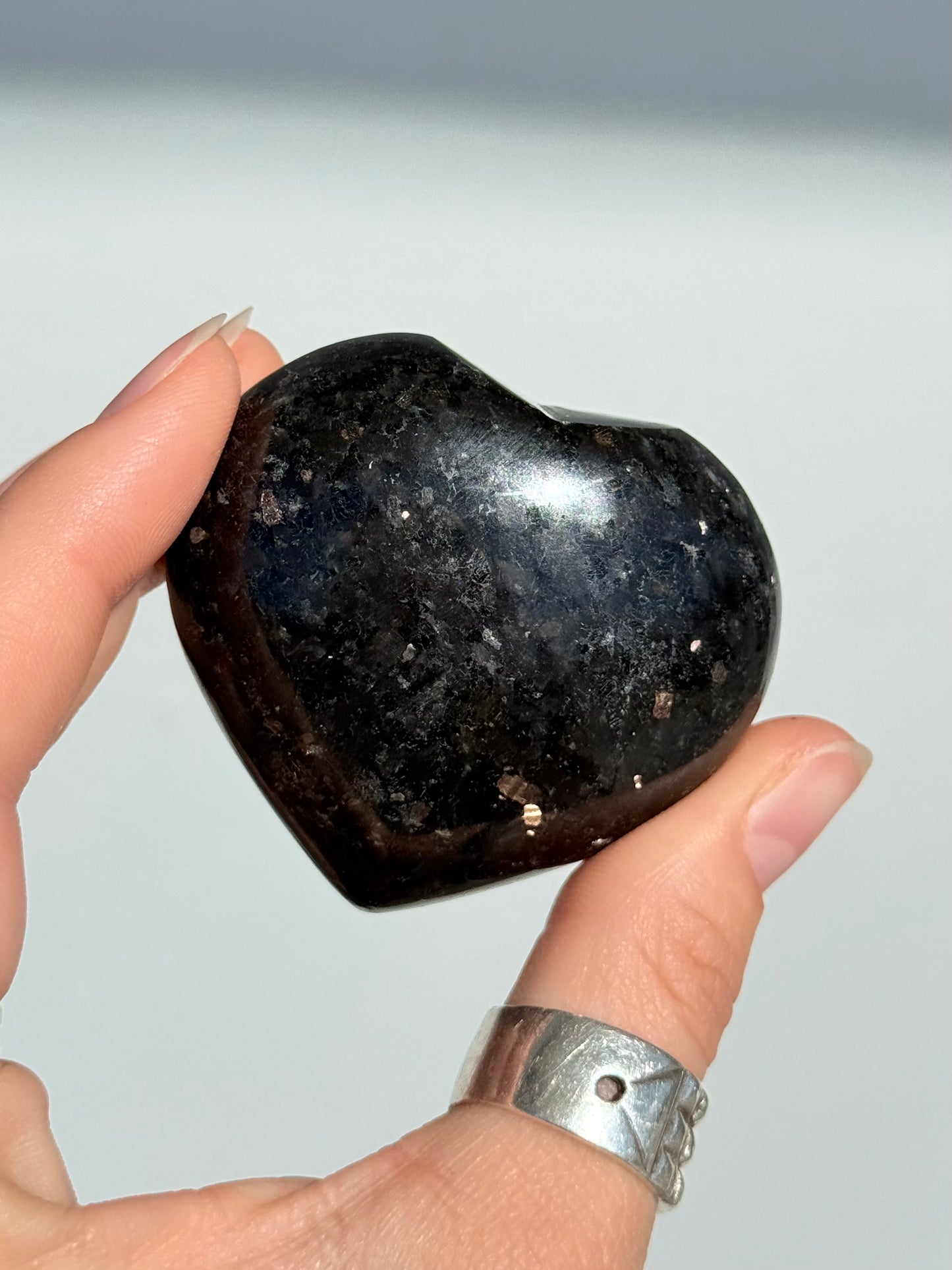 Indian Nuummite ( Black Arfvedsonite ) Heart