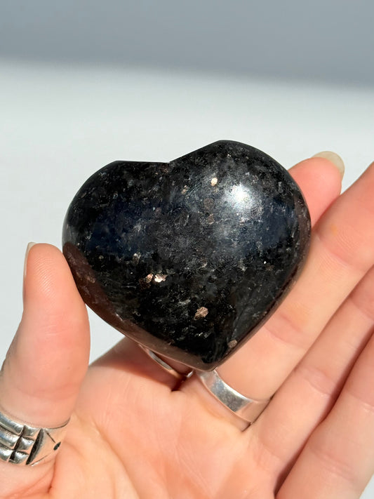 Indian Nuummite ( Black Arfvedsonite ) Heart