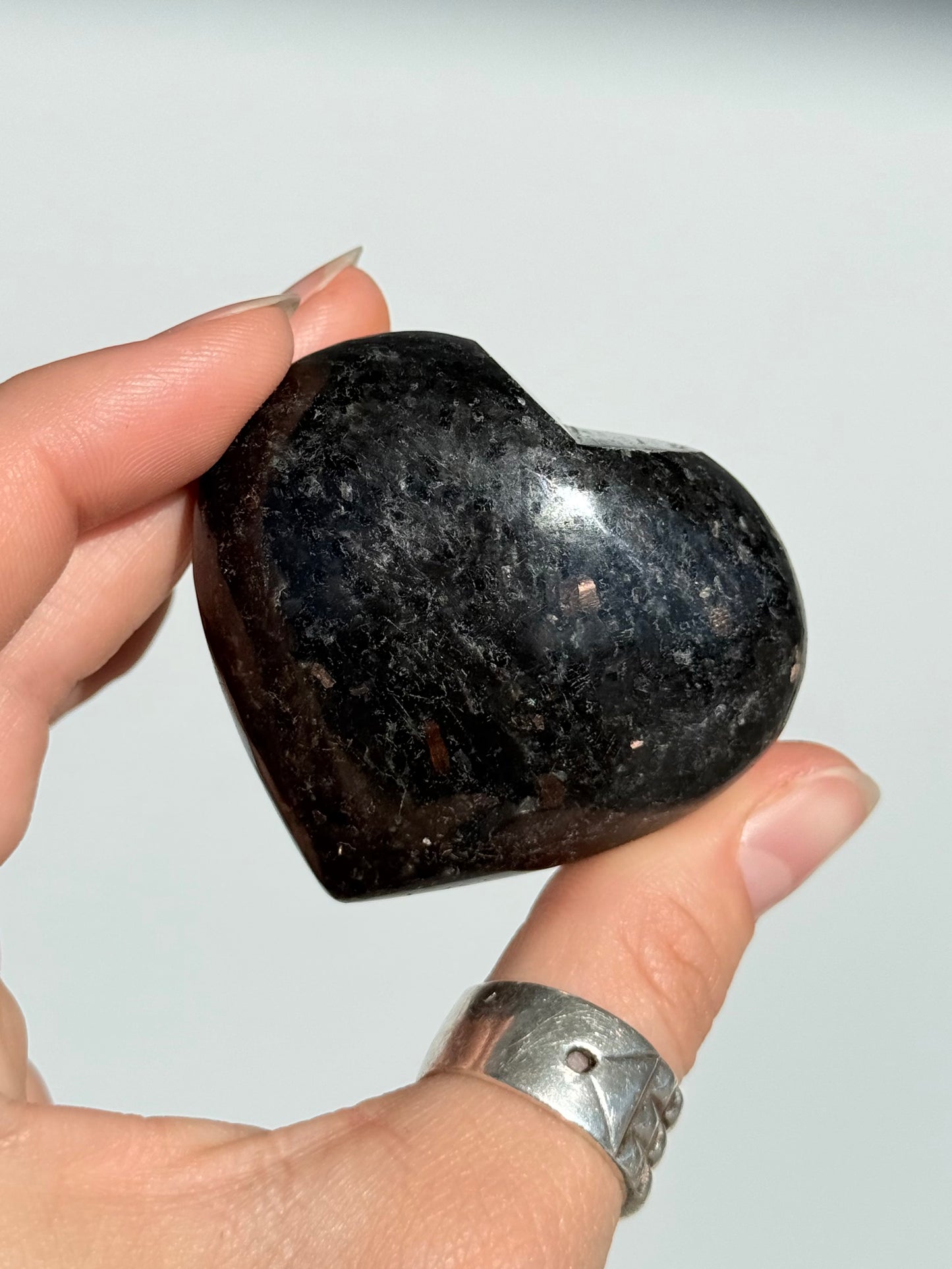 Indian Nuummite ( Black Arfvedsonite ) Heart