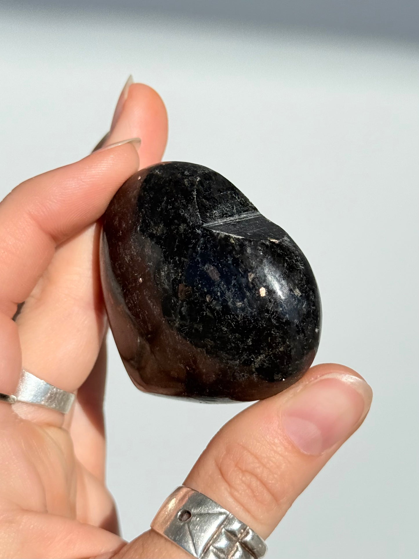 Indian Nuummite ( Black Arfvedsonite ) Heart