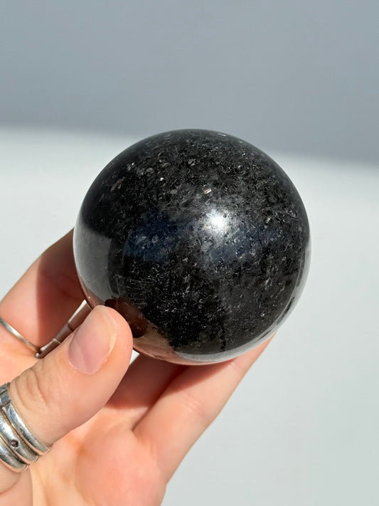 Indian Nuummite ( Black Arfvedsonite ) Sphere