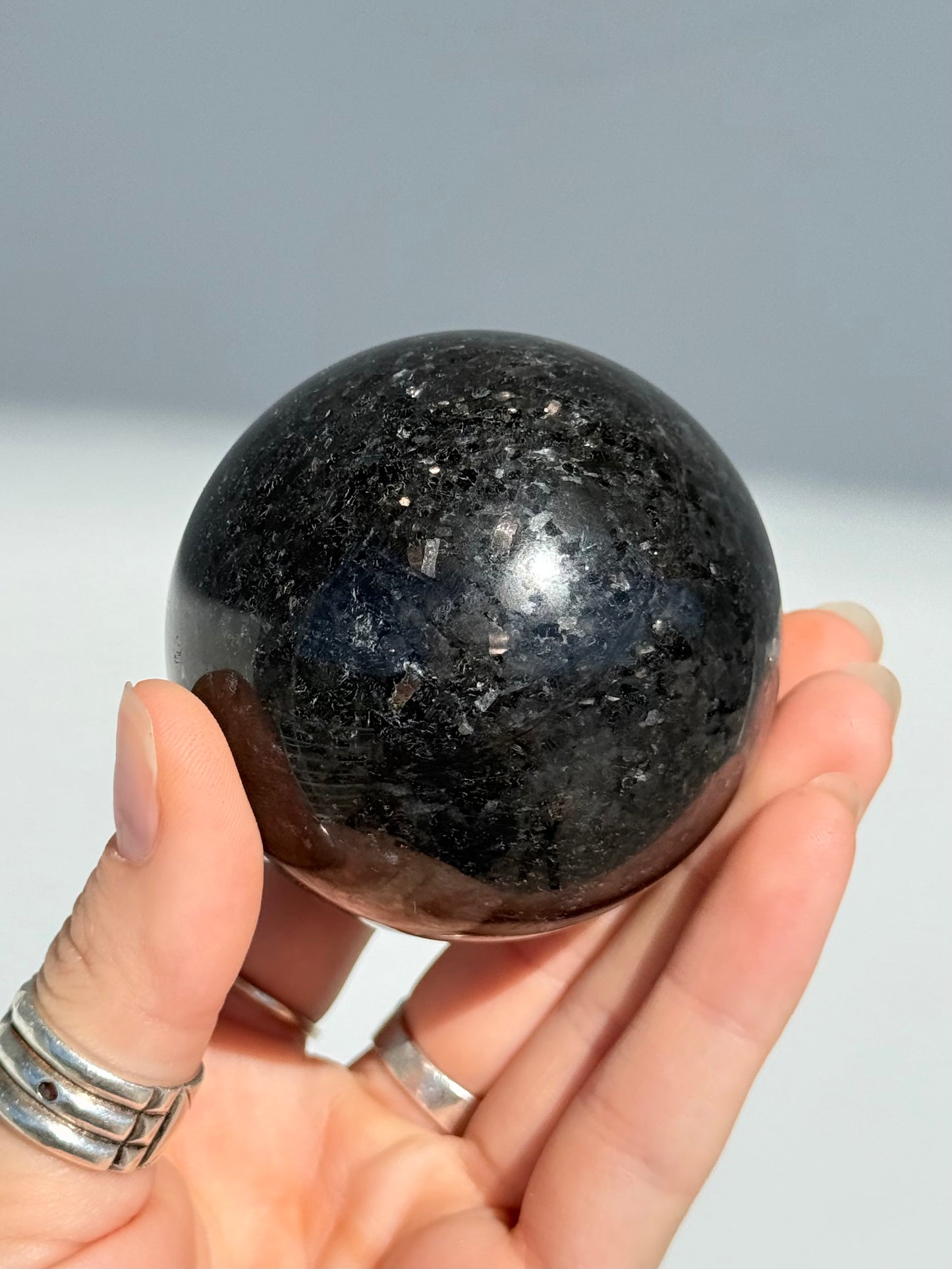 Indian Nuummite ( Black Arfvedsonite ) Sphere
