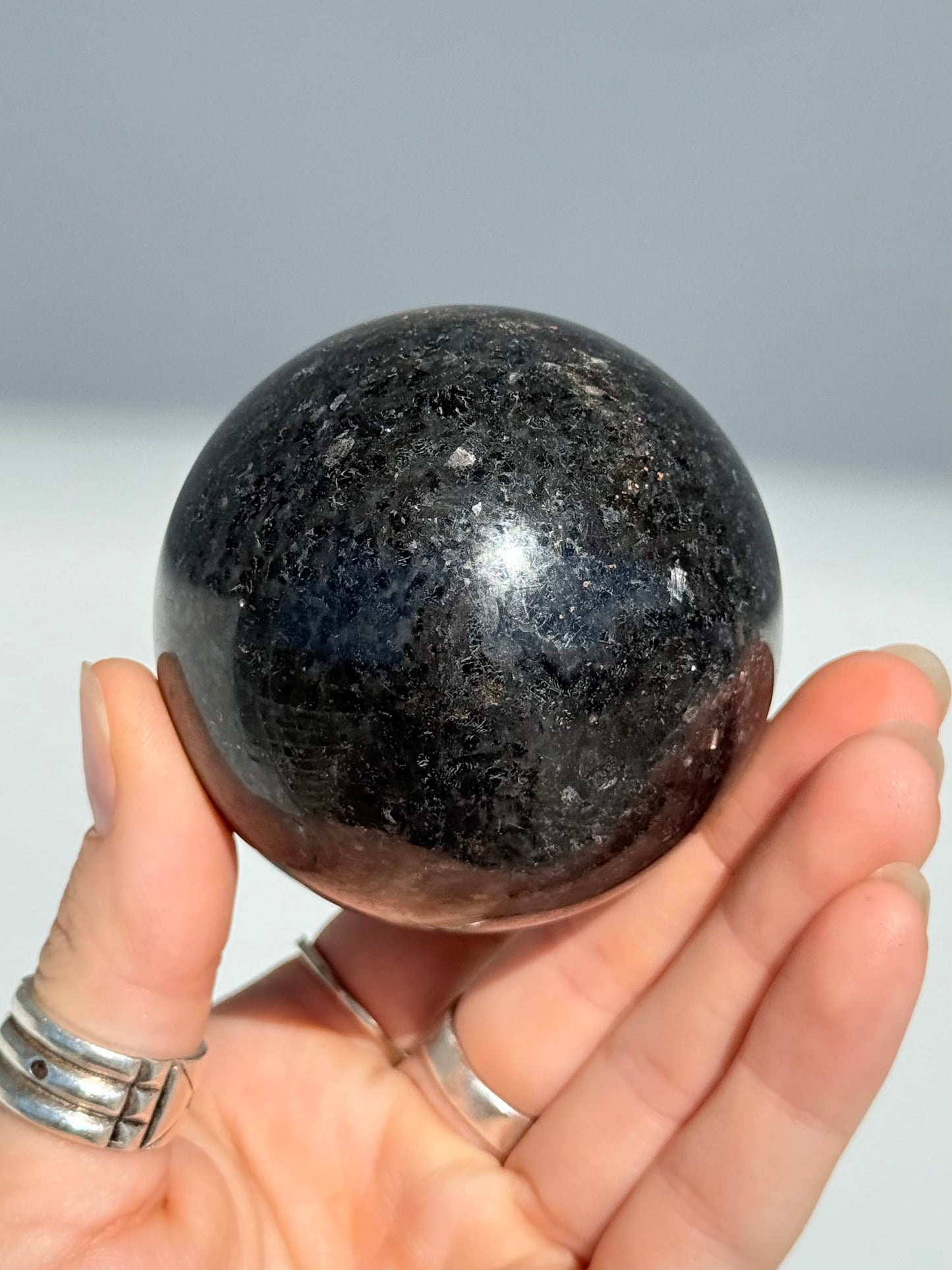 Indian Nuummite ( Black Arfvedsonite ) Sphere