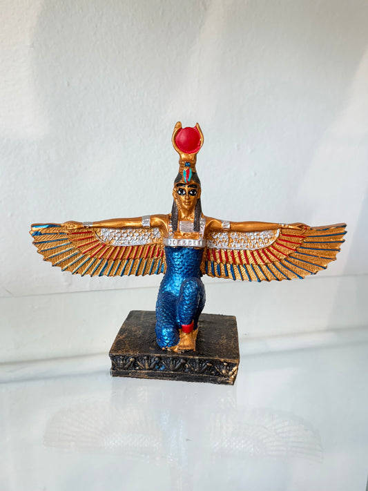 Hathor Statue with Solar Disk – Egyptian Goddess of Joy, Love, and Protection