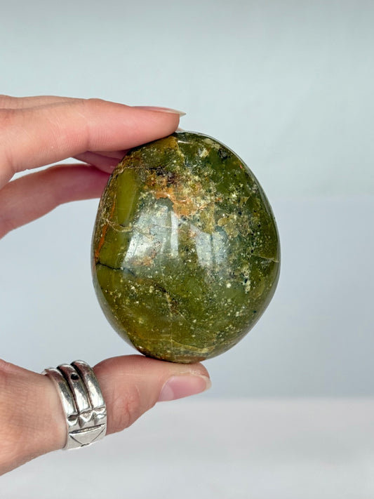 Green Opal In Matrix Freeform Palm Stone ( Madagascar )